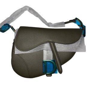 Fashion Olive Green Saddle-Style Leather Crossbody Bag